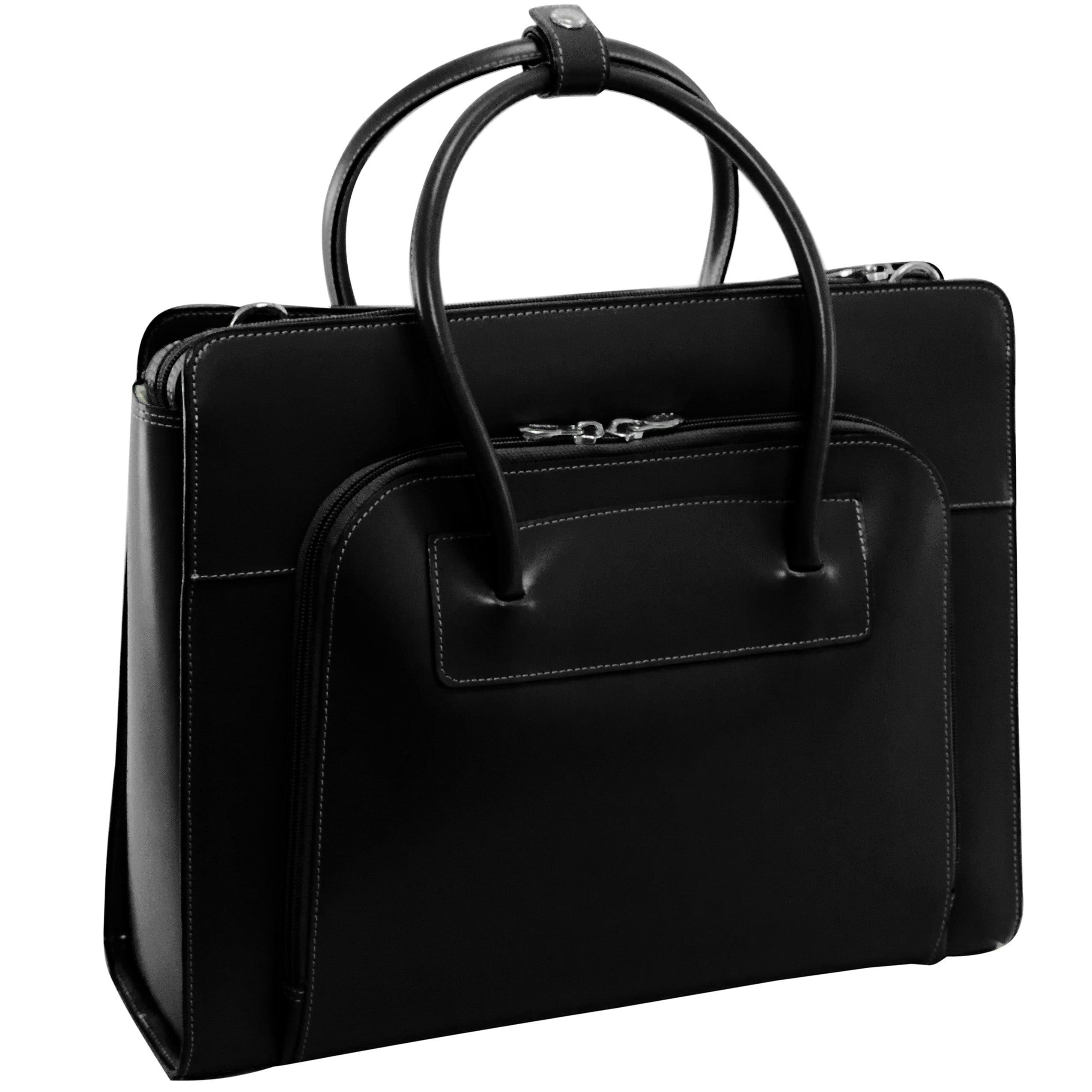 McKlein LAKE FOREST Leather Briefcase, Laptop Compatible, Black (94335)