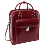 McKlein W Series Leather Briefcase, Laptop Compatible, Rolling, Red Trimmed In Sand (96496)