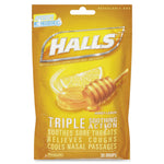 Halls Cough Reliever for Sore Throat, Cough, Nasal Congestion, Honey Lemon, 30 Drops/Bag, 12 Bags/Box