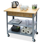 Vertiflex Countertop Serving Cart, Solid Wood, 34.3" W x 19" Depth x 35.5" H, Steel Frame, Assorted