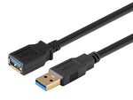 Monoprice 113751 6' USB 3.0 A to A Female Extension Cable, M/F, Black