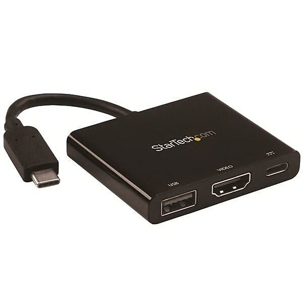 StarTech® USB Type-C to 4K HDMI Male/Female Multifunction Adapter with Power Delivery, Black (CDP2HDUACP)