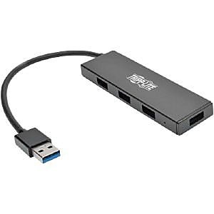 Tripp Lite 4-Port USB Type A Male/Female Ultra-Slim Portable SuperSpeed 3.0 USB Hub, Black (U360-004-SLIM)