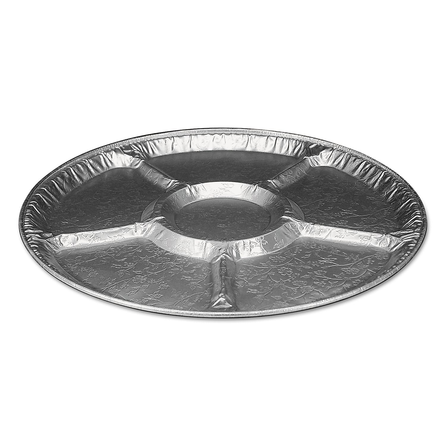 Handi-Foil Aluminum Lazy Susan, 18" Dia, 6 Compartments, Silver, 25/Carton (HFA4018100)