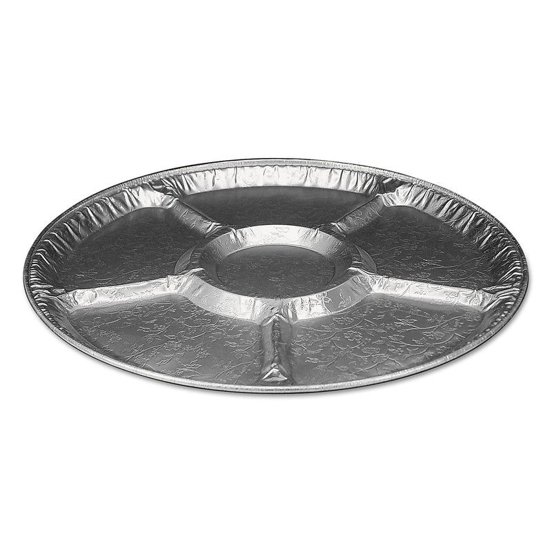 Handi-Foil Aluminum Lazy Susan, 18" Dia, 6 Compartments, Silver, 25/Carton (HFA4018100)