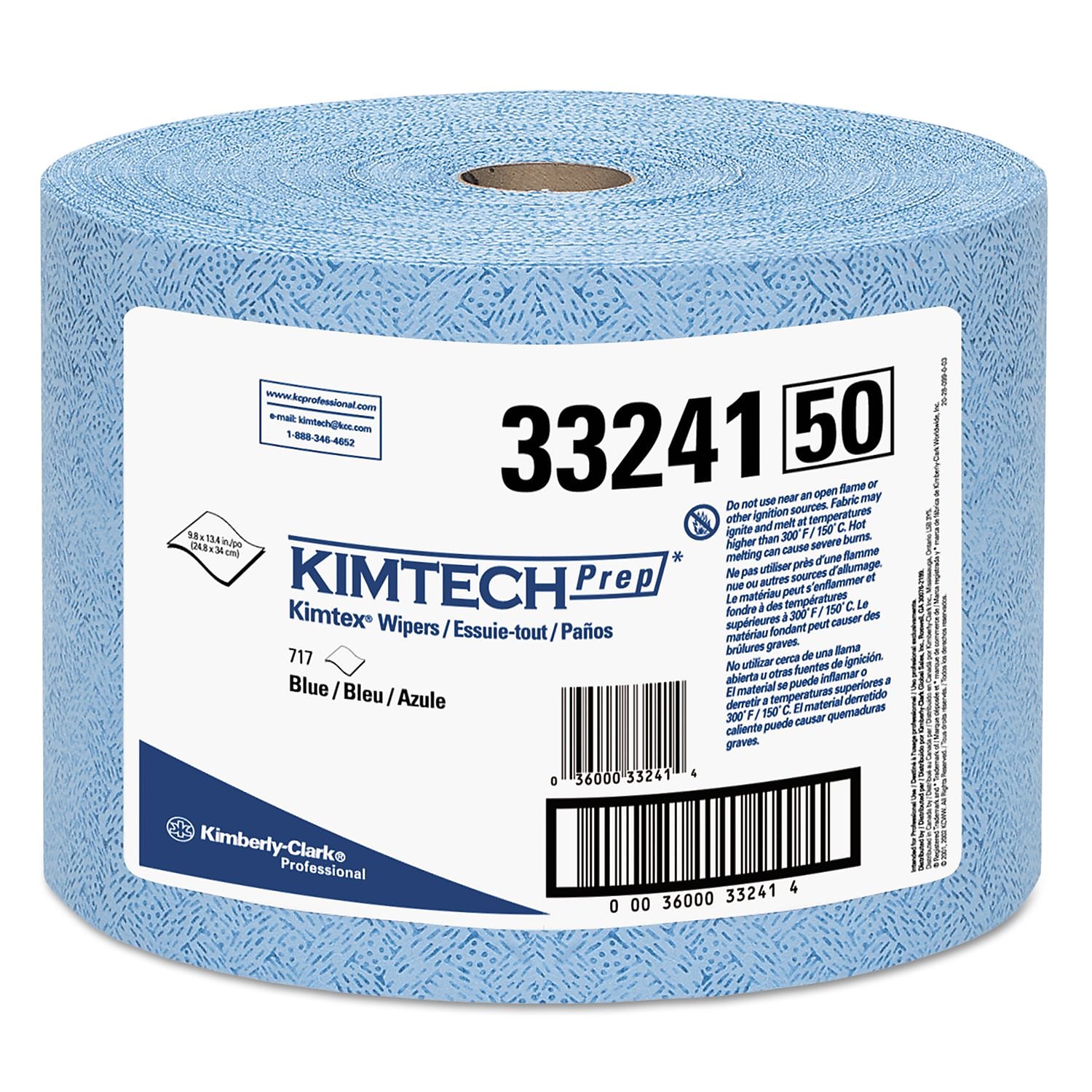 Kimtech Prep Kimtex Assorted Materials Cleaning Wipers, Blue, 717 Sheets/Roll (KCC33241)