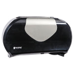 San Jamar Twin Jumbo Bath Tissue Dispenser, 20 1/14x5 7/8x11 9/10, Black/stainless Steel