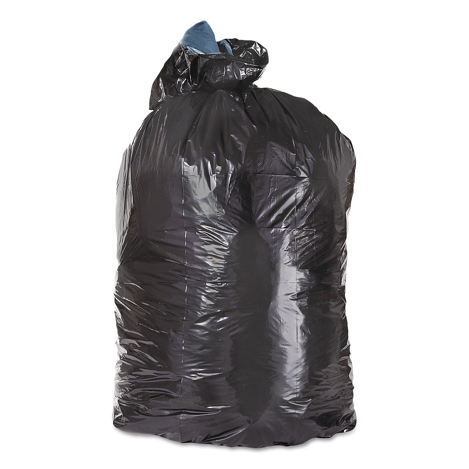 Trinity Packaging Low-Density Can Liners, 1.3mil, 56gal, 43w X 47h, Black, 100/carton
