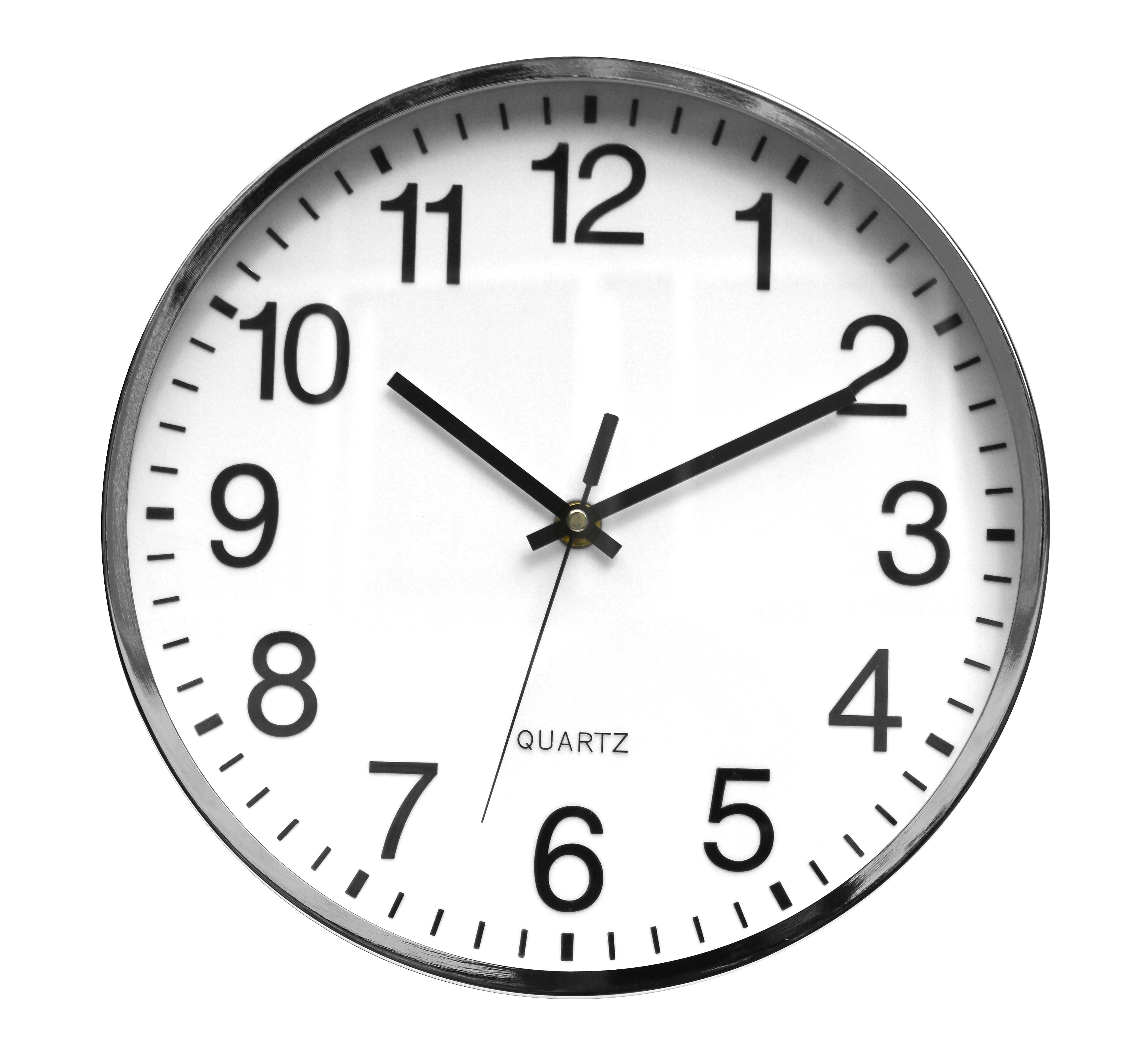 TEMPUS Contemporary Wall Clock with Silent Sweep Quiet Movement, Metal 12", Chrome (TC6645AP)