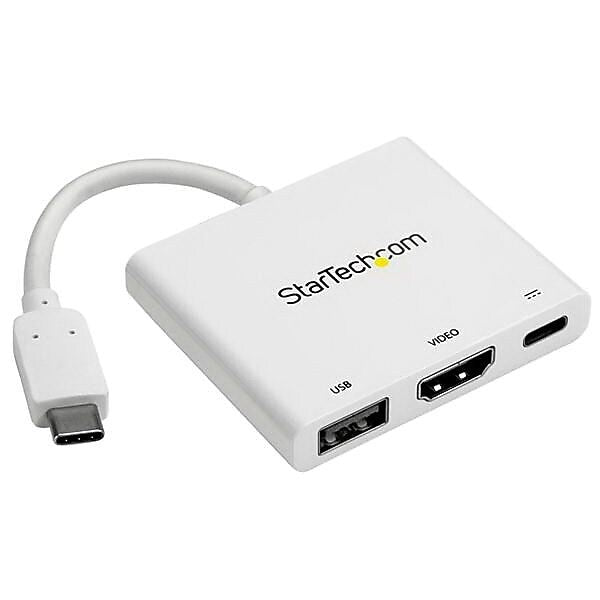 StarTech® USB-C to HDMI/USB Male/Female Multifunction Adapter, White, 4" (CDP2HDUACPW)