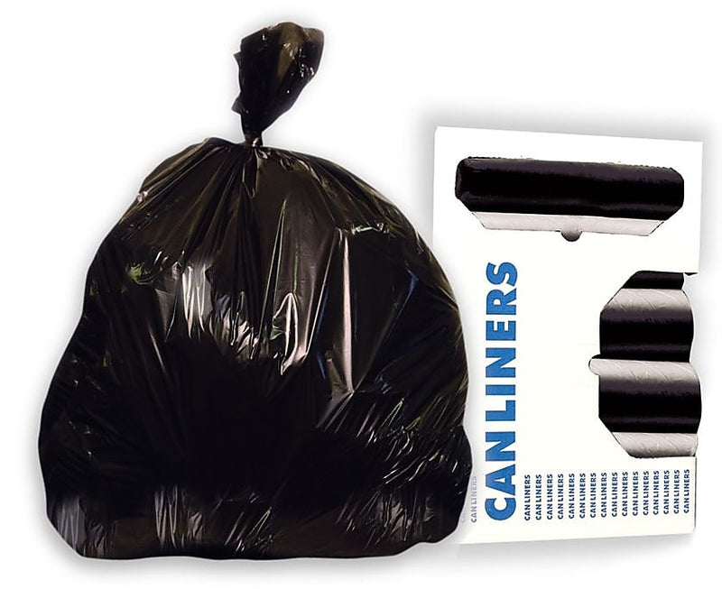 Heritage 20-30 Gallon Industrial Trash Bag, 30" x 37", High Density, 10 Mic, Black, 20 Rolls (Z6037MK R02)