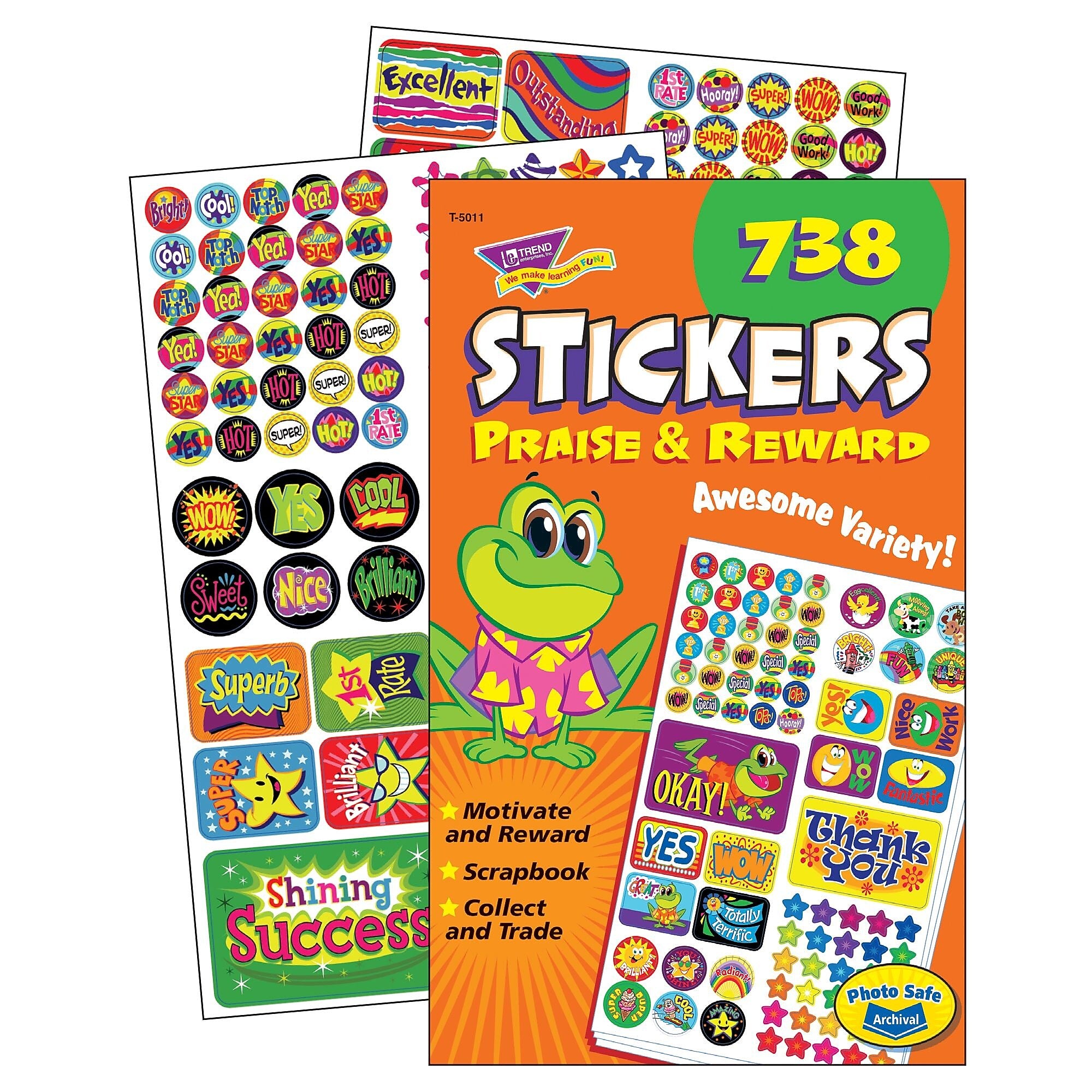 Trend Enterprises® Sticker Pads, Praise & Reward, 738 Stickers per Pack (T-5011)