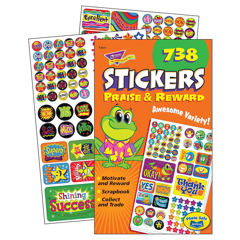 Trend Enterprises® Sticker Pads, Praise & Reward, 738 Stickers per Pack (T-5011)