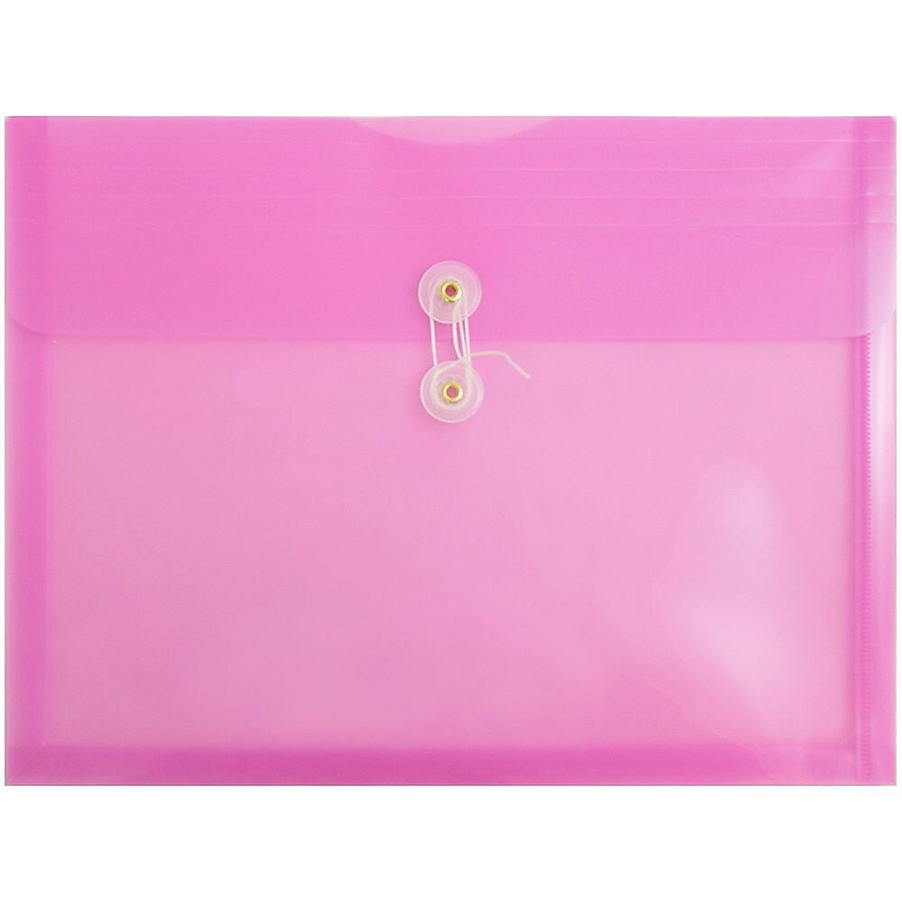 JAM Paper® Plastic Envelopes, Button String Tie Closure, Letter Booklet, 9.75 x 13, Lavender Purple Poly, 108/bx (012413376B)