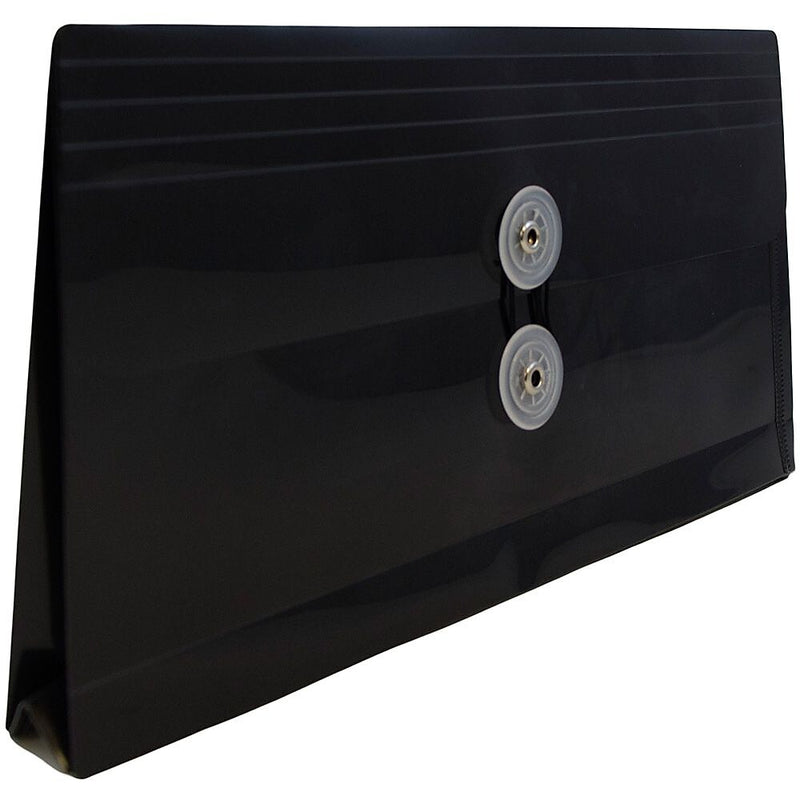 JAM Paper® Plastic Envelopes with Button and String Tie Closure, #10 Business Booklet, 5.25 x 10, Black, 108/Pack (921B1BLB)