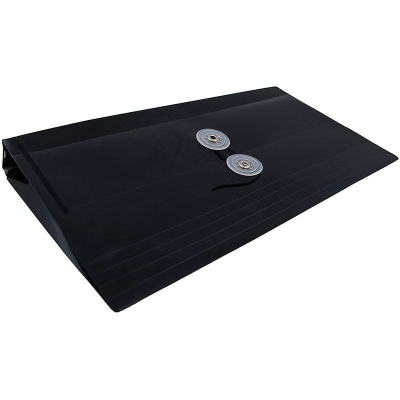 JAM Paper® Plastic Envelopes with Button and String Tie Closure, #10 Business Booklet, 5.25 x 10, Black, 12/Pack (921B1BL)