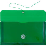 JAM Paper® Plastic Envelopes with Button and String Tie Closure, #10 Business Booklet, 5.25 x 10, Green, 12/Pack (921B1GR)