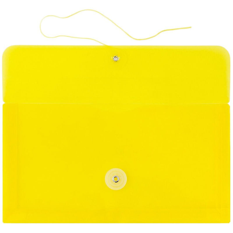 JAM Paper® Plastic Envelopes with Button and String Tie Closure, #10 Business Booklet, 5.25 x 10, Yellow, 12/Pack (921B1YE)