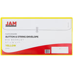 JAM Paper® Plastic Envelopes with Button and String Tie Closure, #10 Business Booklet, 5.25 x 10, Yellow, 12/Pack (921B1YE)