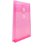 JAM Paper Plastic Filing Envelope with Button & String Closure, Fuchsia Pink, 12/Pack (472B1FU)