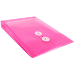 JAM Paper Plastic Filing Envelope with Button & String Closure, Fuchsia Pink, 12/Pack (472B1FU)