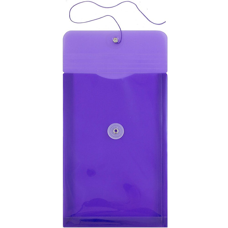 JAM Paper Plastic Filing Envelope with Button & String Closure, Purple, 12/Pack (472B1PU)