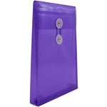 JAM Paper Plastic Filing Envelope with Button & String Closure, Purple, 12/Pack (472B1PU)