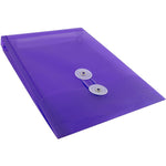 JAM Paper Plastic Filing Envelope with Button & String Closure, Purple, 12/Pack (472B1PU)