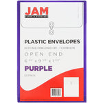 JAM Paper Plastic Filing Envelope with Button & String Closure, Purple, 12/Pack (472B1PU)