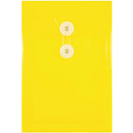 JAM Paper Plastic Filing Envelope with Button & String Closure, Yellow, 12/Pack (472B1YE)