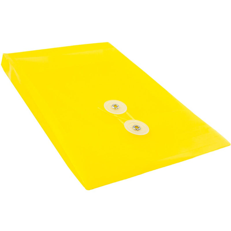 JAM Paper Plastic Filing Envelope with Button & String Closure, Yellow, 12/Pack (472B1YE)