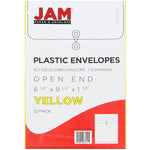 JAM Paper Plastic Filing Envelope with Button & String Closure, Yellow, 12/Pack (472B1YE)
