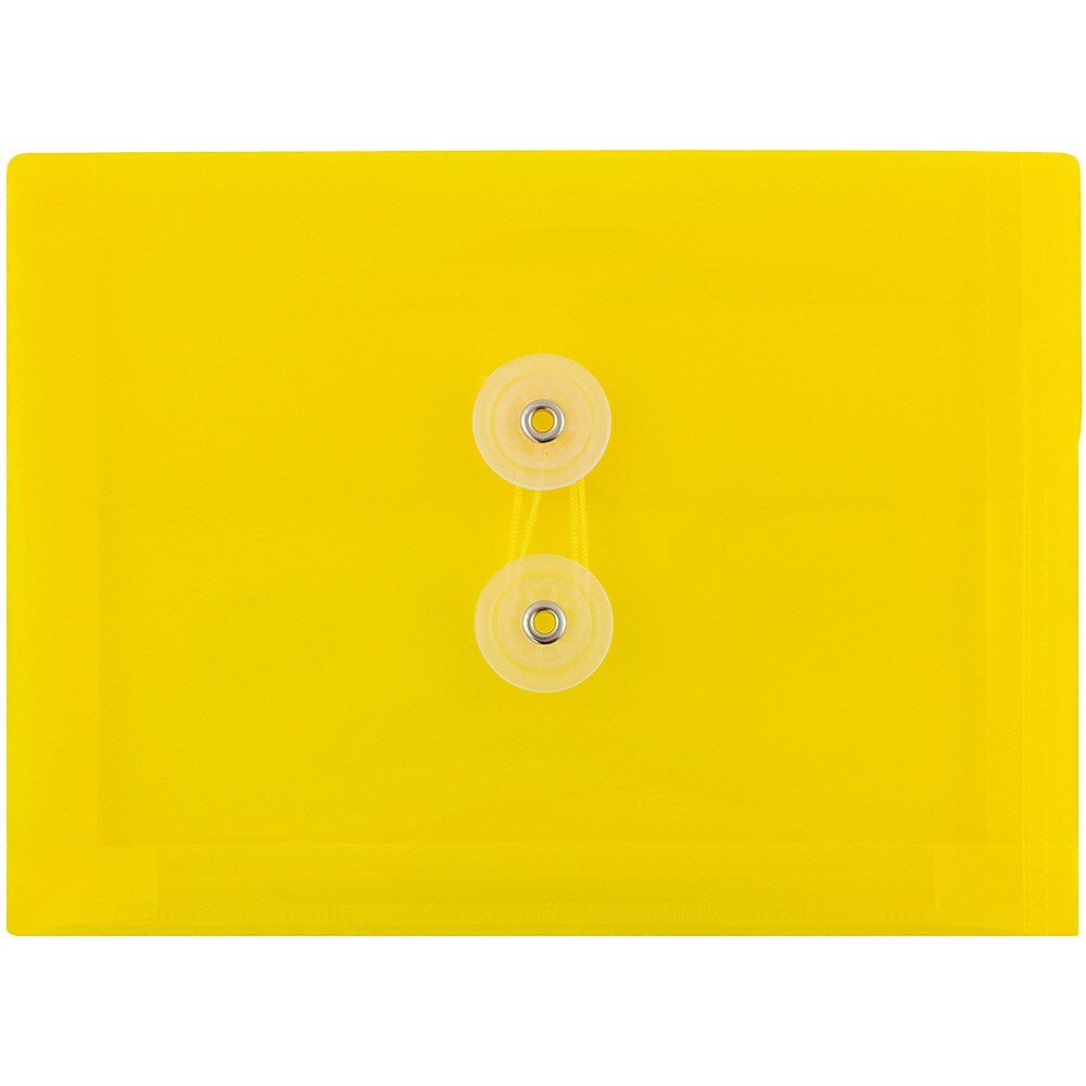 JAM Paper® Plastic Envelopes with Button and String Tie Closure, Index Booklet, 5.5 x 7.5, Yellow, 12/Pack (920B1YE)
