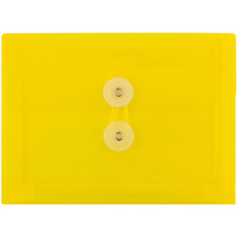 JAM Paper® Plastic Envelopes with Button and String Tie Closure, Index Booklet, 5.5 x 7.5, Yellow, 12/Pack (920B1YE)
