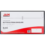 JAM Paper® Plastic Envelopes with Button and String Tie Closure, #10 Business Booklet, 5.25 x 10, Black, 12/Pack (921B1BL)
