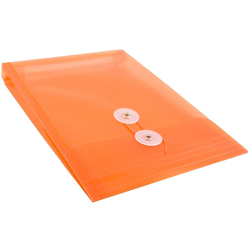 JAM Paper Plastic Filing Envelope with Button & String Closure, Bright Orange, 120/Box (472B1ORB)