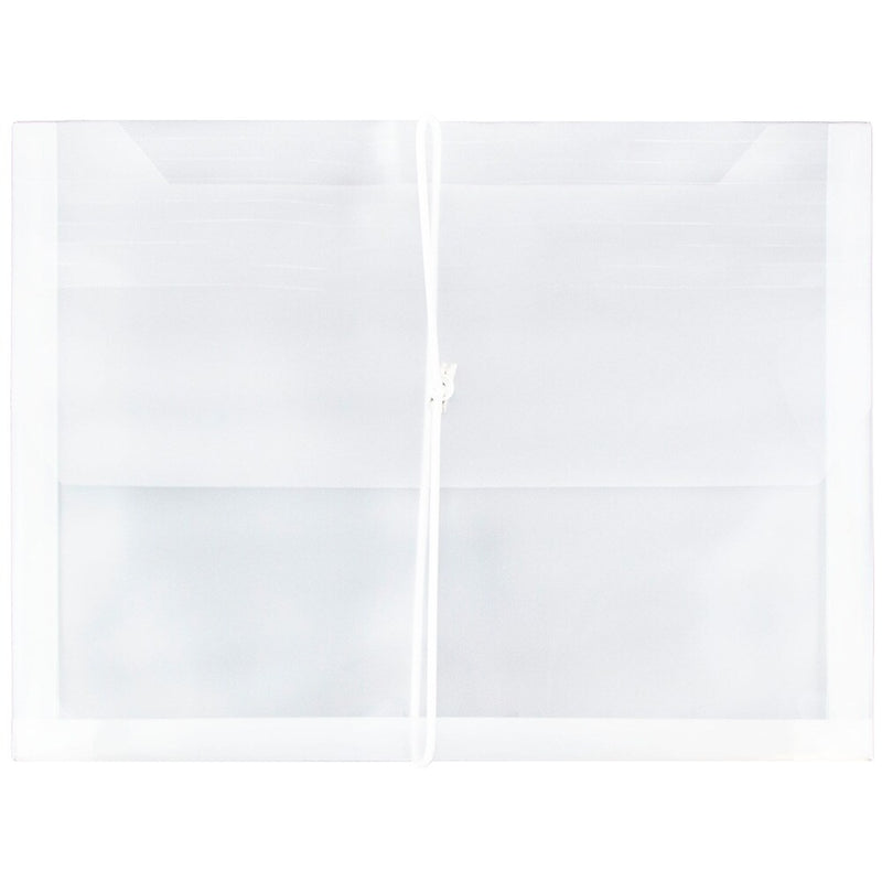 JAM Paper® Plastic Envelope with Elastic Band Closure, 9.75 x 13 with 2.625 Inch Expansion, Clear, Sold Individually (218E25CL)