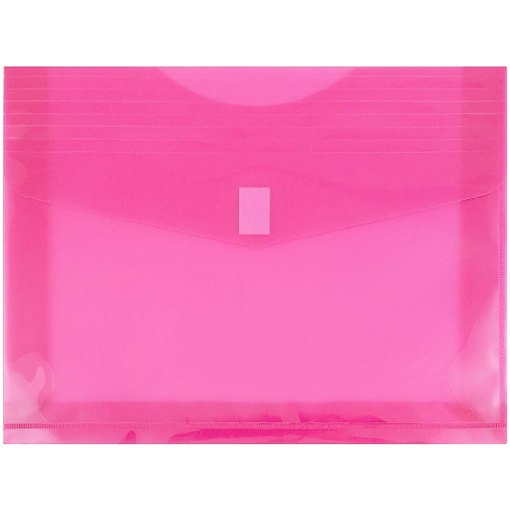 JAM Paper Standard Plastic Document File, Letter, Fuchsia Pink, 12/Pack (218V2FU)
