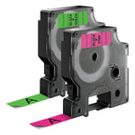 DYMO® D1 High-Performance Polyester Perm Label Tape, 1/2" x 10 ft, Black on Neon, 2/Pack