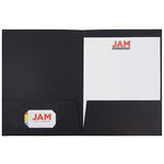 JAM Paper 2-Pocket Linen Portfolio Folder, Black, 6/Pack (99594d)