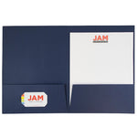 JAM Paper 2-Pocket Textured Linen Business Folders, Navy Blue, 25/Pack (386LNAA)