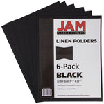 JAM Paper 2-Pocket Linen Portfolio Folder, Black, 6/Pack (99594d)