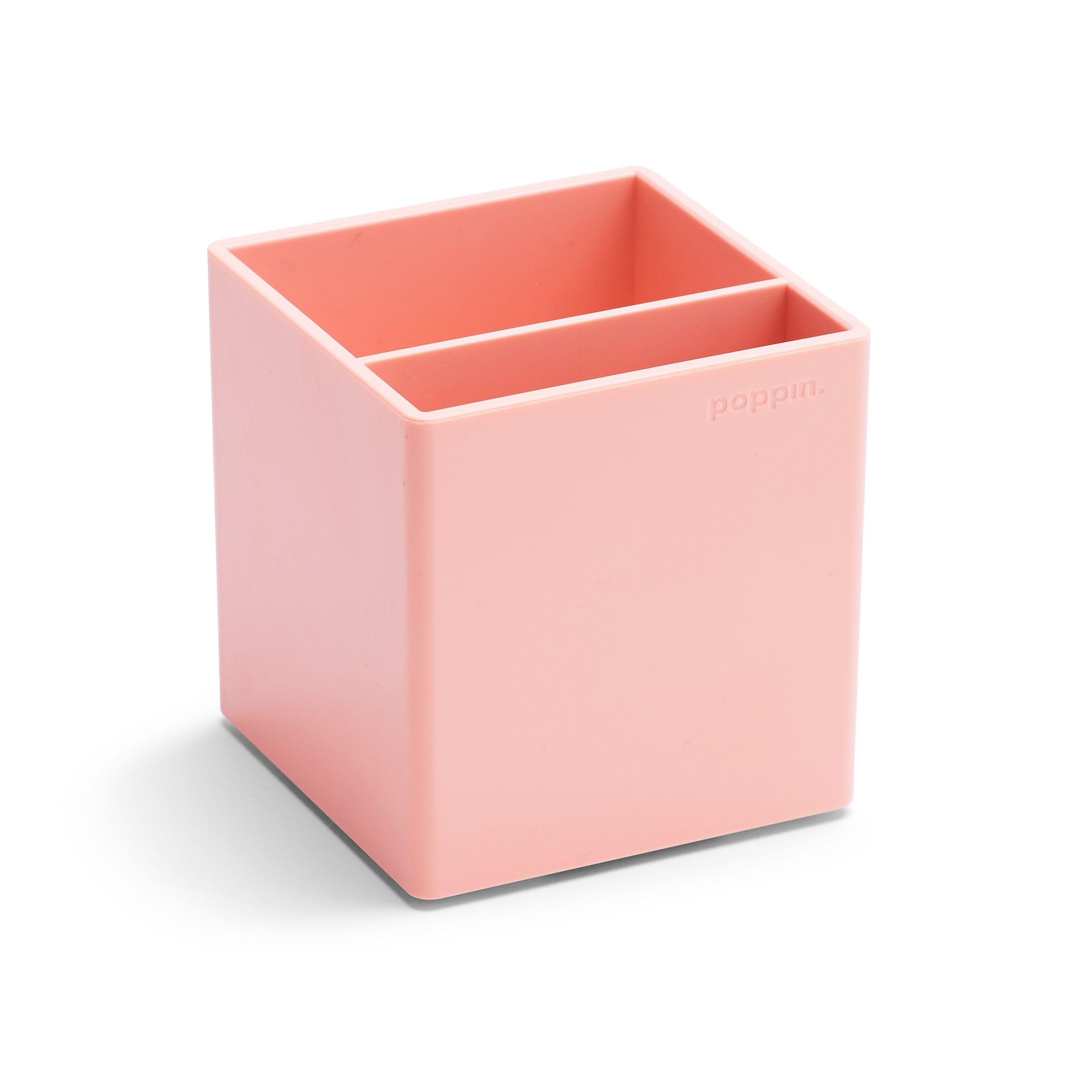 Poppin 2 Compartment Plastic Pen Cup, Blush (104443)