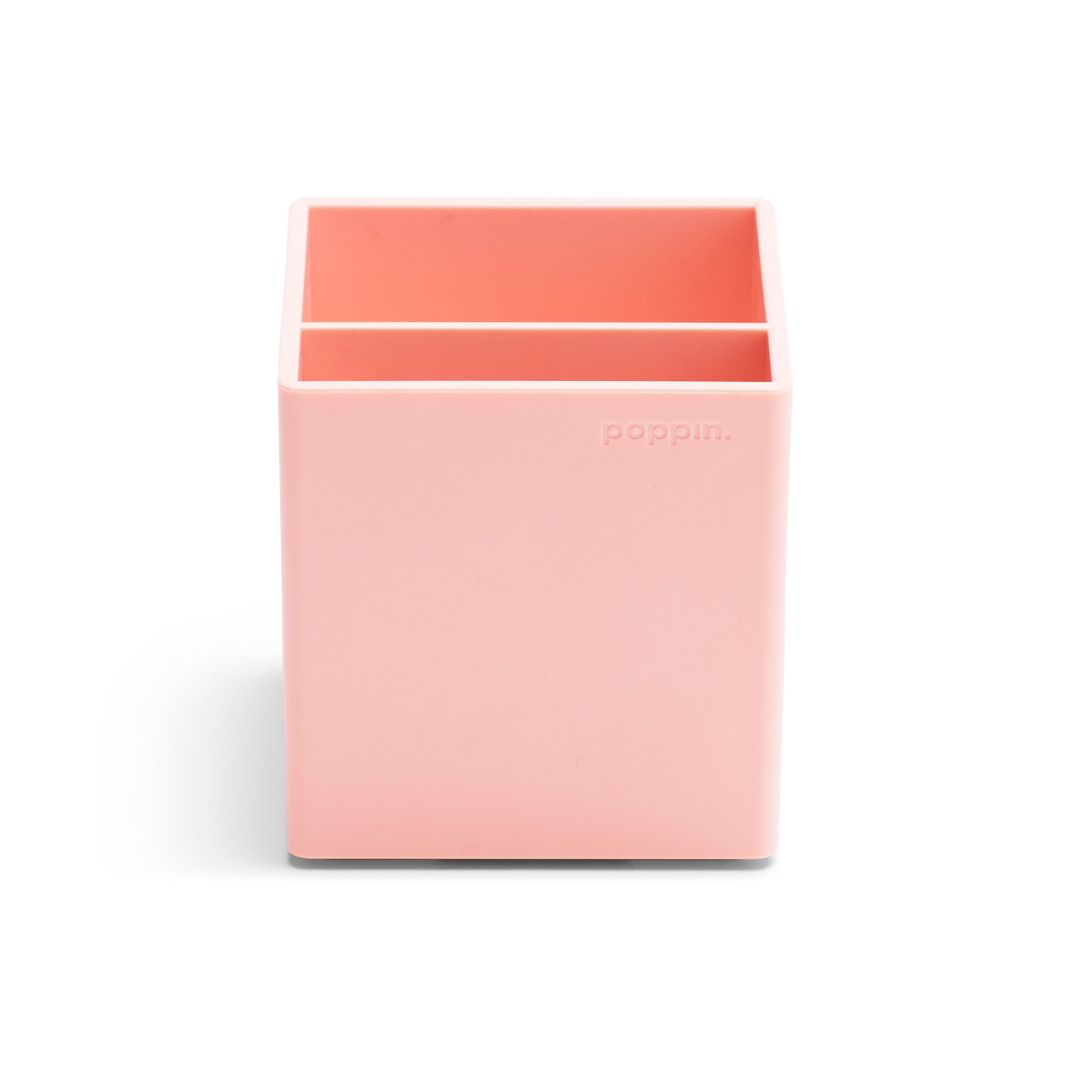 Poppin 2 Compartment Plastic Pen Cup, Blush (104443)