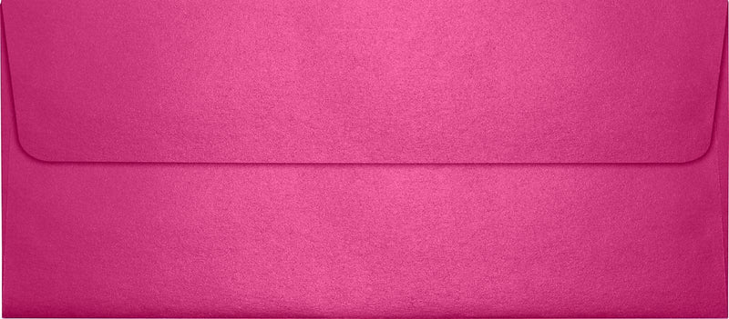 LUX 4 1/8" x 9 1/2" #10 80lbs. Square Flap Envelopes W/Glue Closure, Azalea Metallic Pink