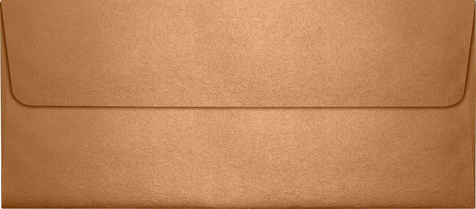 LUX 4 1/8" x 9 1/2" #10 80lbs. Square Flap Envelopes W/Glue Closure, Copper Metallic