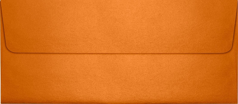 LUX 4 1/8" x 9 1/2" #10 80lbs. Square Flap Envelopes W/Glue Closure, Flame Metallic Orange