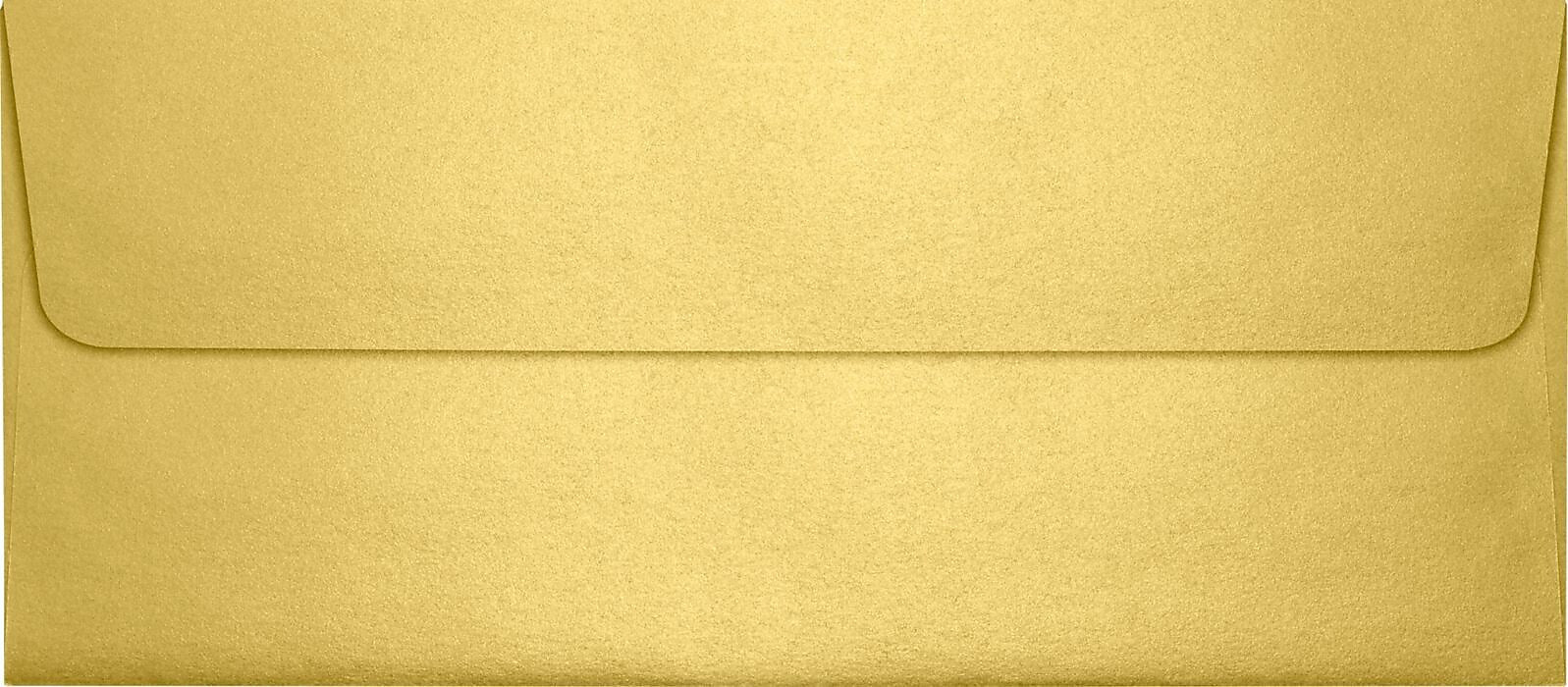 LUX 4 1/8" x 9 1/2" #10 80lbs. Square Flap Envelopes W/Glue Closure, Gold Metallic