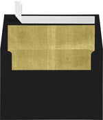 LUX A4 Foil Lined Invitation Envelopes (4 1/4 x 6 1/4) 50/Box, Black w/Gold LUX Lining (FLBK4872-04-50)