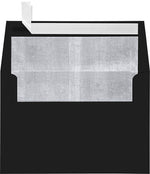 LUX A4 Foil Lined Invitation Envelopes (4 1/4 x 6 1/4) 50/Box, Black w/Silver LUX Lining (FLBK4872-03-50)